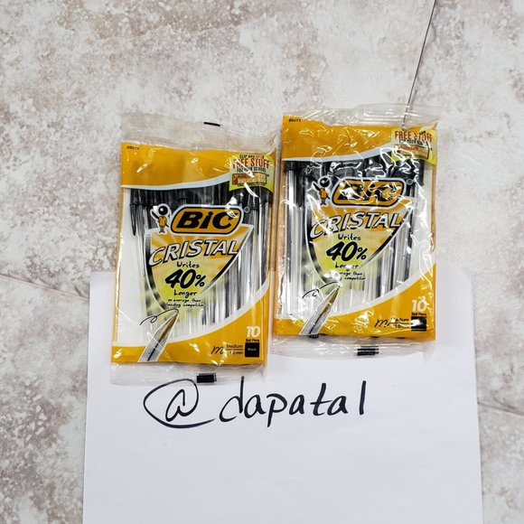 Bundle Lot Bic Cristal Medium 20 Ball Point Ink Pens 2 Packs New Sealed - Picture 9 of 9